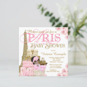 Pink and Gold Paris Ethnic Girl Baby Shower Invitation (Standing Front)