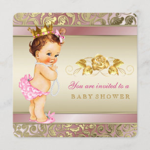 Pink and Gold Pearl Baby Shower Invitation