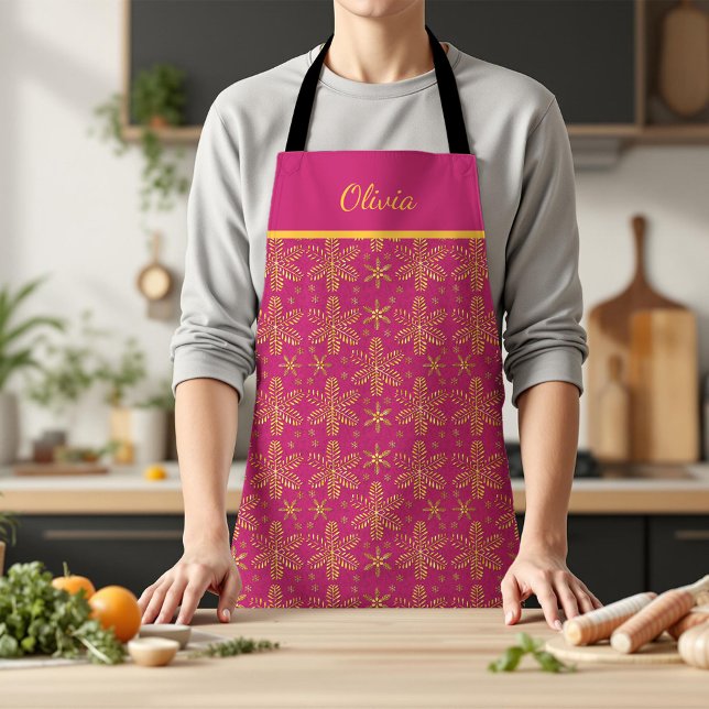 Pink and Gold Personalized Apron (Creator Uploaded)