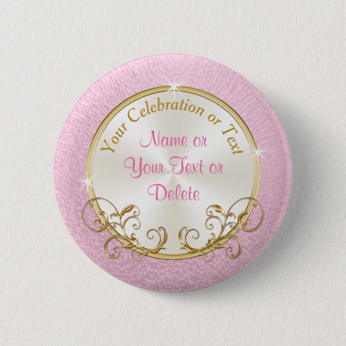 Pink And Gold Personalized Baby Shower Guest Pins Zazzle Com