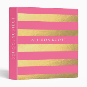 Pink And Gold Personalized Binder