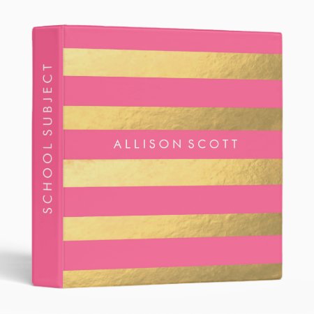 Pink And Gold Personalized Binder
