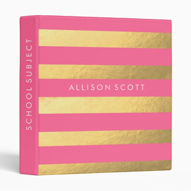 Pink And Gold Personalized Binder (Front/Spine)