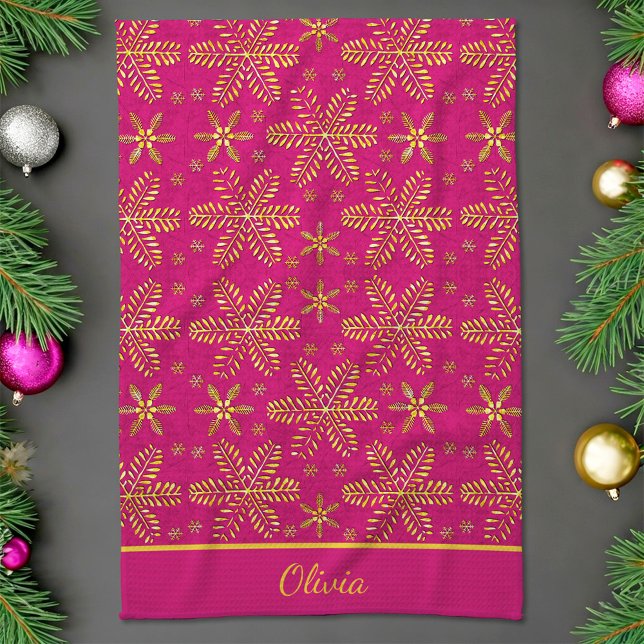 Pink and Gold Personalized Kitchen Towel (Creator Uploaded)