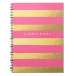 Pink And Gold Personalized Notebook at Zazzle
