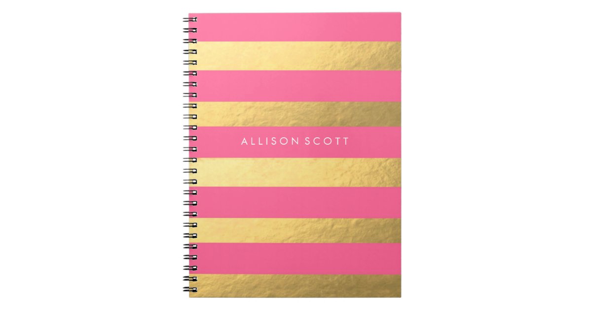 Pink And Gold Personalized Notebook