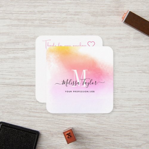 Pink and Gold Photo Holographic monogrammed Loyalty Card