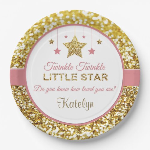 Pink and gold plates Twinkle Twinkle little star Paper Plates