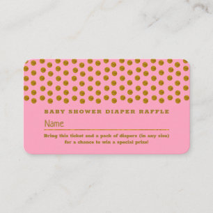 Pink and Gold Polka Dot , Diaper Raffle Ticket Enclosure Card