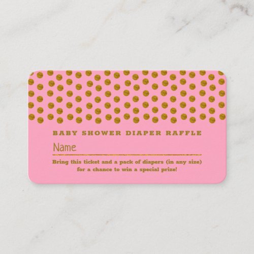 Pink and Gold Polka Dot  Diaper Raffle Ticket Enclosure Card