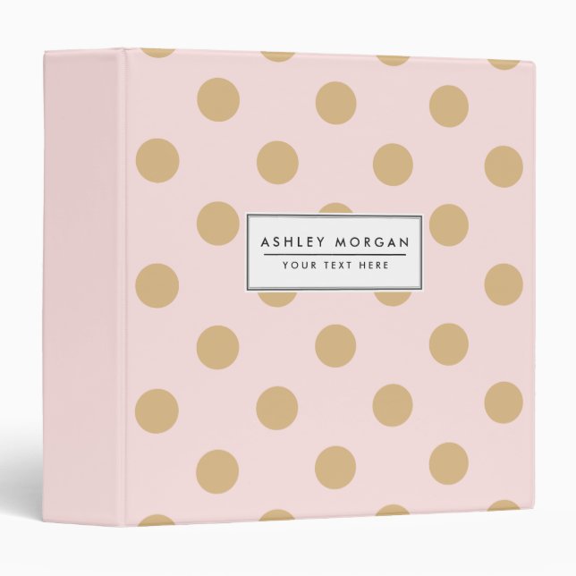 Pink and Gold Polka Dot Pattern Binder (Front/Spine)