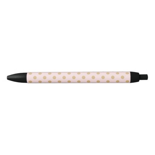 Pink and Gold Polka Dot Pattern Black Ink Pen