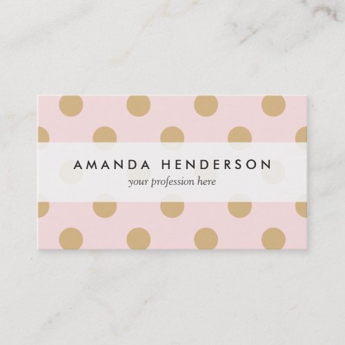 Pink and Gold Polka Dot Pattern Business Card