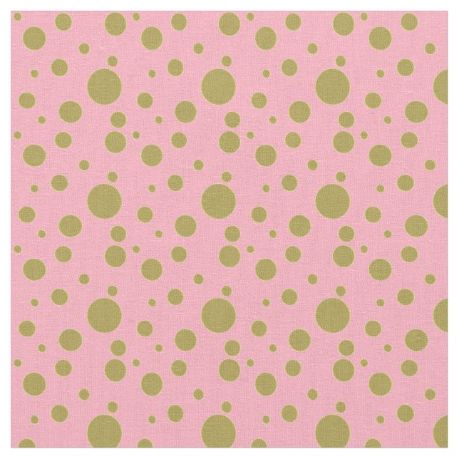 Pink and Gold Polka Dot Textile Fabric (Close Up)