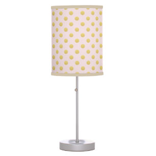 Pink and Gold Polka Dots Nursery Table Lamp