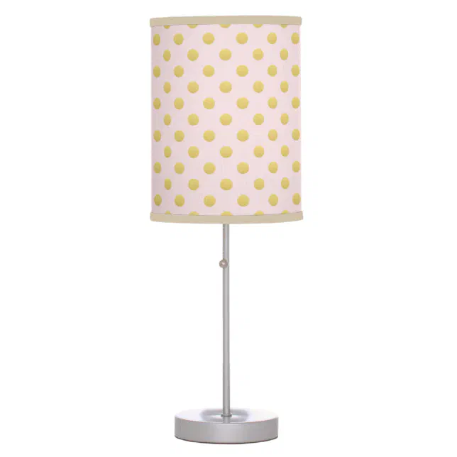 Pink and Gold Polka Dots Nursery Table Lamp Zazzle