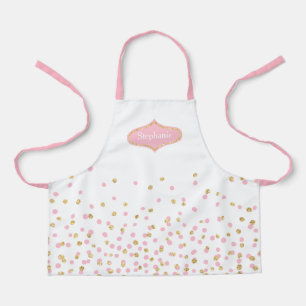 Pink and Gold Polka Dots Personalized Apron