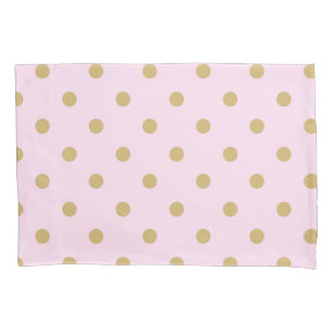 Pink and Gold Polka Dots Personalized Custom Pillow Case