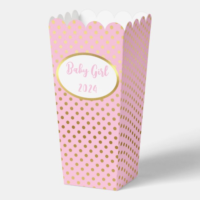 Pink and Gold Popcorn Favor Box (Front)