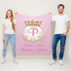 Pink and Gold Princess Baby Blanket PERSONALIZED