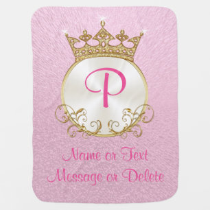 Pink and Gold Princess Baby Blanket PERSONALIZED