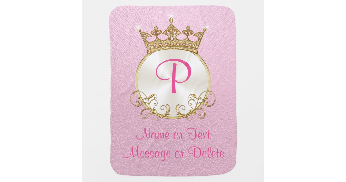 Pink and Gold Princess Baby Blanket PERSONALIZED | Zazzle