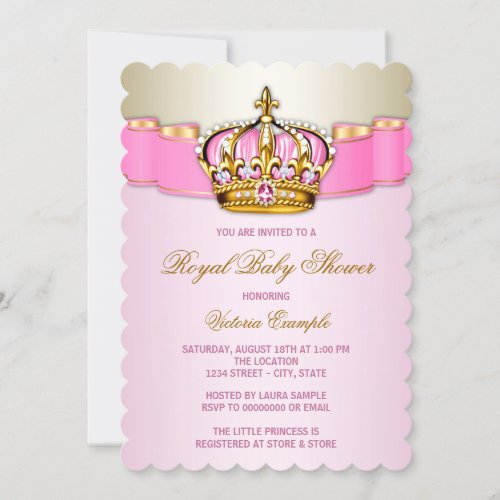 Pink and Gold Princess Baby Shower Cards
