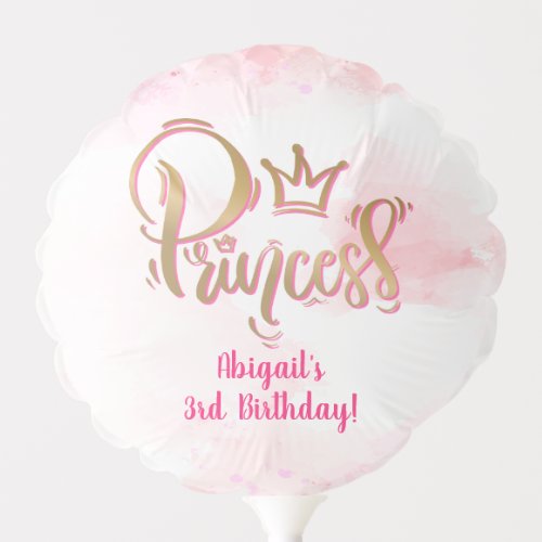 Pink and Gold Princess Birthday Balloon