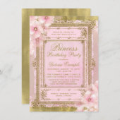 Pink and Gold Princess Birthday Party Invitation (Front/Back)
