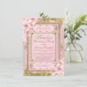Pink and Gold Princess Birthday Party Invitation (Standing Front)