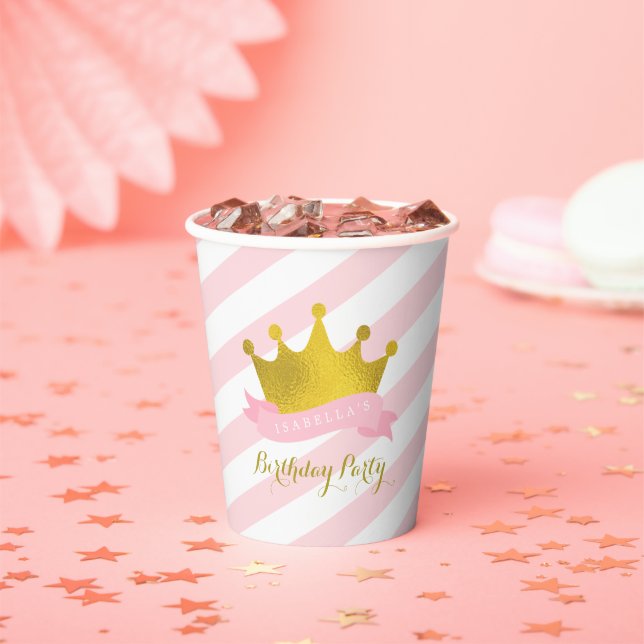 Pink and Gold Princess Birthday Party Paper Cup (Insitu)
