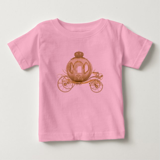 Pink and Gold Princess Carriage Baby Girl Baby T-Shirt (Front)