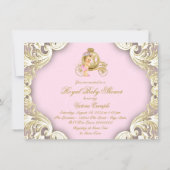 Pink and Gold Princess Carriage Baby Shower Invitation (Back)