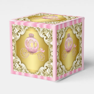 Pink and Gold Princess Carriage Favor Boxes