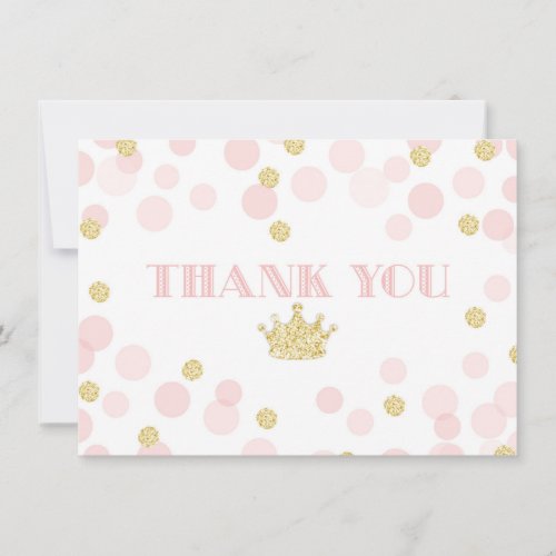 Pink and Gold Princess Confetti Thank You Card