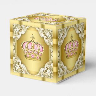 Pink and Gold Princess Crown Favor Boxes