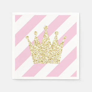 Pink and Gold Princess Crown Napkins