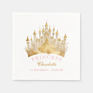Pink and Gold Princess Crown Party Royal Birthday Napkins