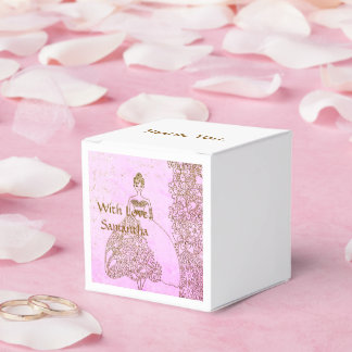 Pink and Gold Princess Fairytale Birthday Favor Boxes