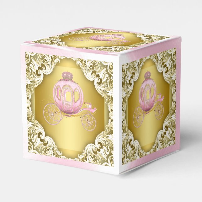 Pink and Gold Princess Favor Boxes (Front Side)