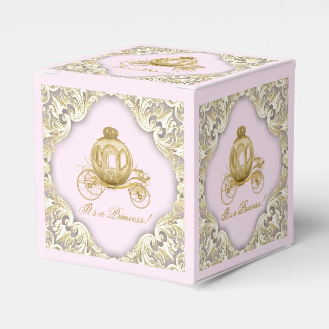 Pink and Gold Princess Favor Boxes (Front Side)