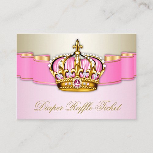 Pink and Gold Princess Girls Diaper Raffle Ticket Enclosure Card