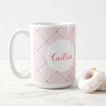 Pink and Gold Princess Name Mugs