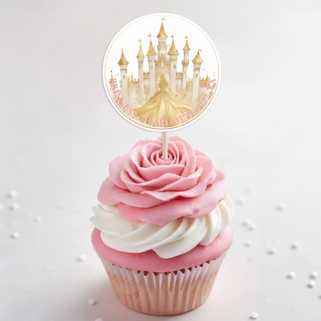 Pink and Gold Princess Party Royal Favor Sticker (Princess Birthday Personalized Favor Sticker)