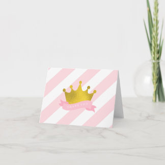 Pink and Gold Princess Thank You Card