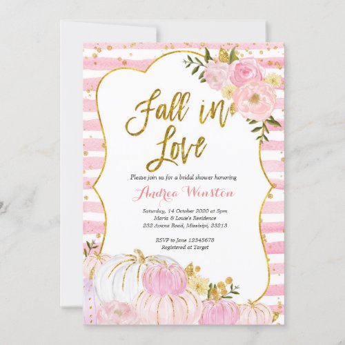 Pink and Gold Pumpkin Bridal Shower Invitation