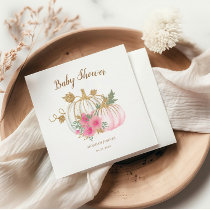 Pink And Gold Pumpkin Floral Baby Shower  Napkins