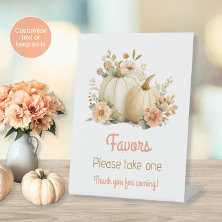 Pink and Gold Pumpkin Shower Favors Table Sign