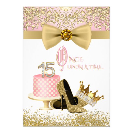 pink and gold quinceanera birthday party invitation zazzle com