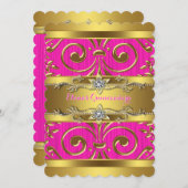 Pink and Gold Quinceanera Invitation (Front/Back)